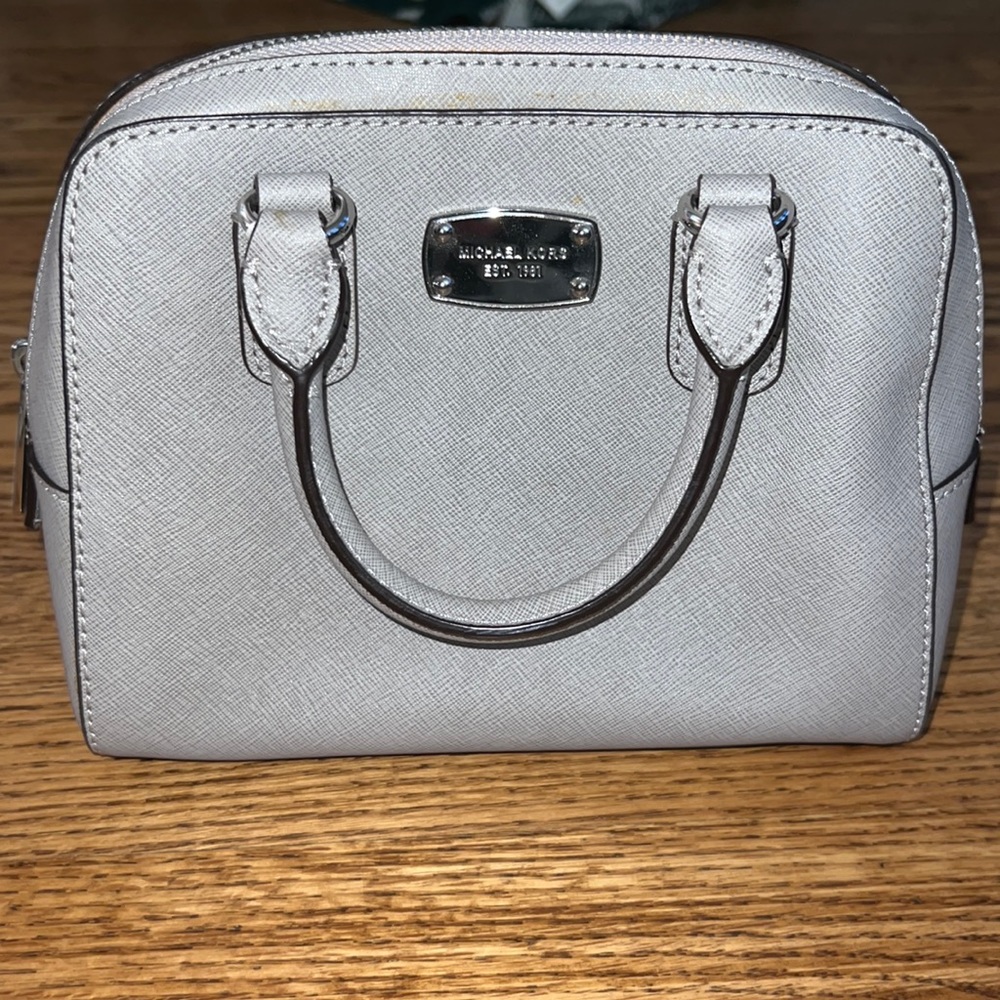 Michael Kors Gray Handbag Purse with Detachable Crossbody Strap Silver Hardware